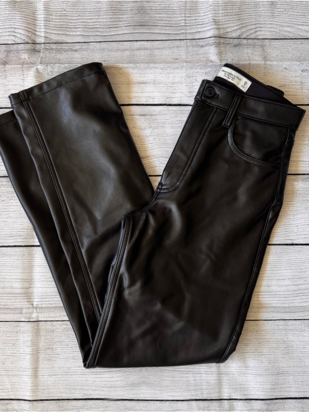 Abercrombie & Fitch Black Faux Leather Jeans